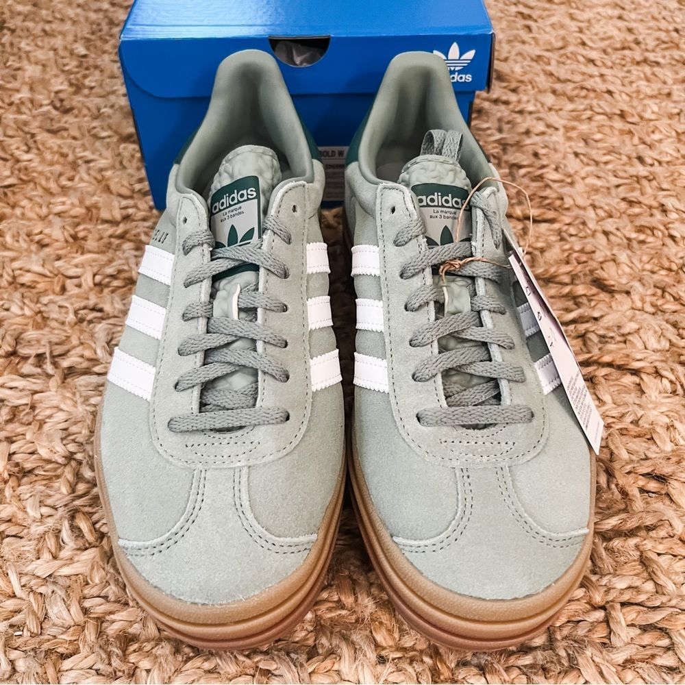NWT Adidas Gazelle Bold Platform Gum Sole Shoes Silver Green Women’s Size 6 - Picture 10 of 14